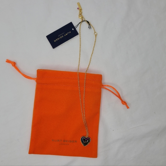 Kurt Geiger Rainbow Heart Eagle Pendant Necklace - Picture 3 of 6